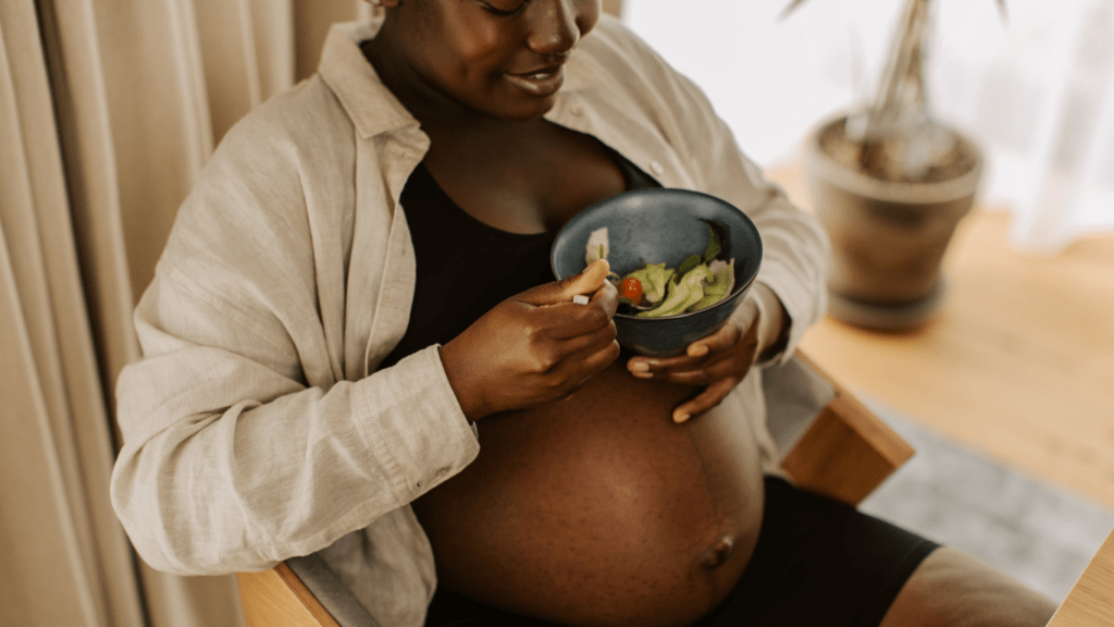 Pregnant woman eating