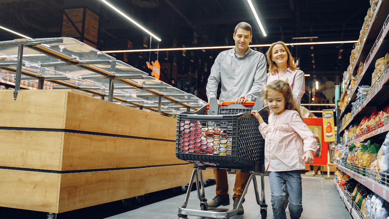 Family doing grocery