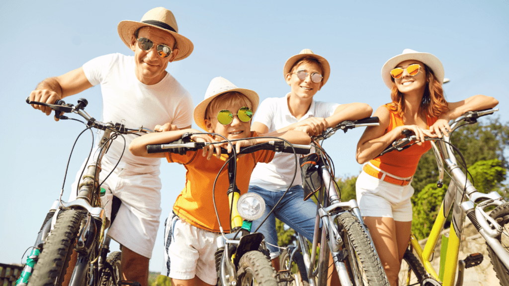 Happy Family on Bicycles