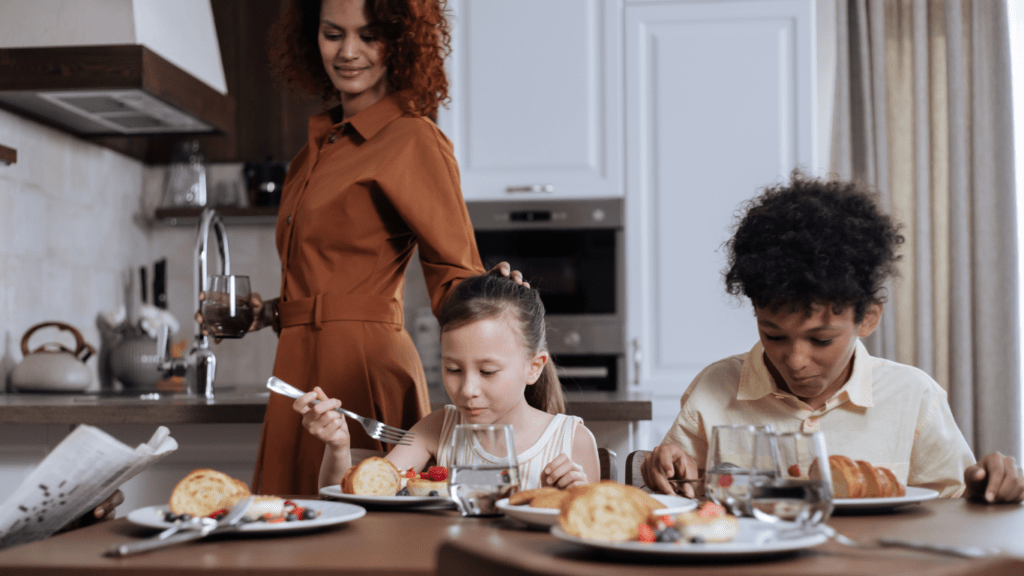 Kids Having Breakfast