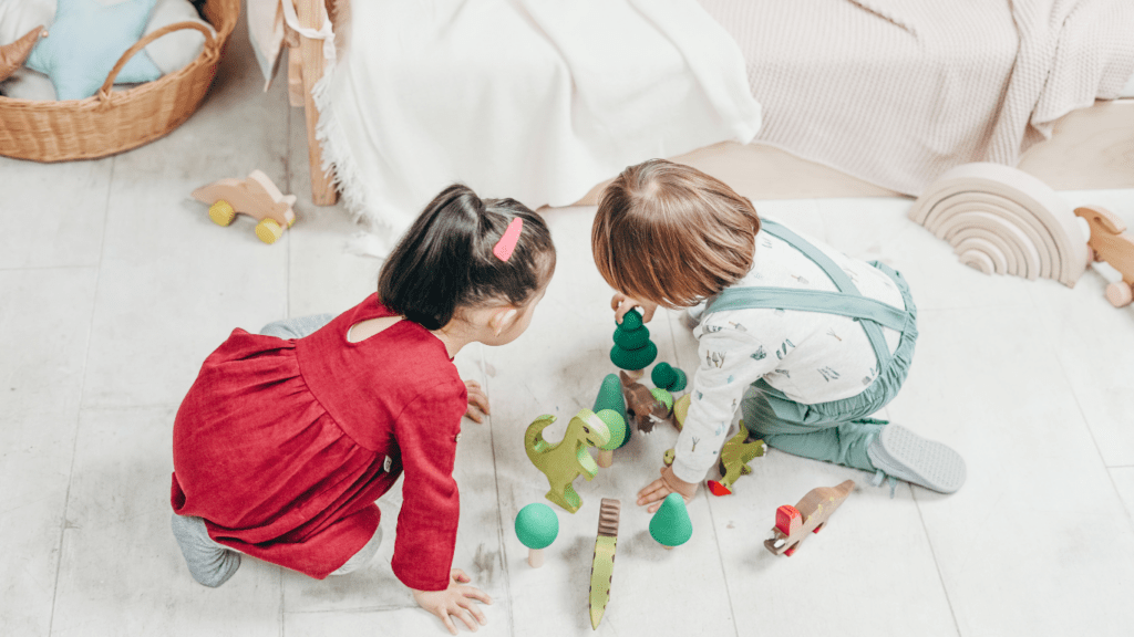 Toddlers playing alone