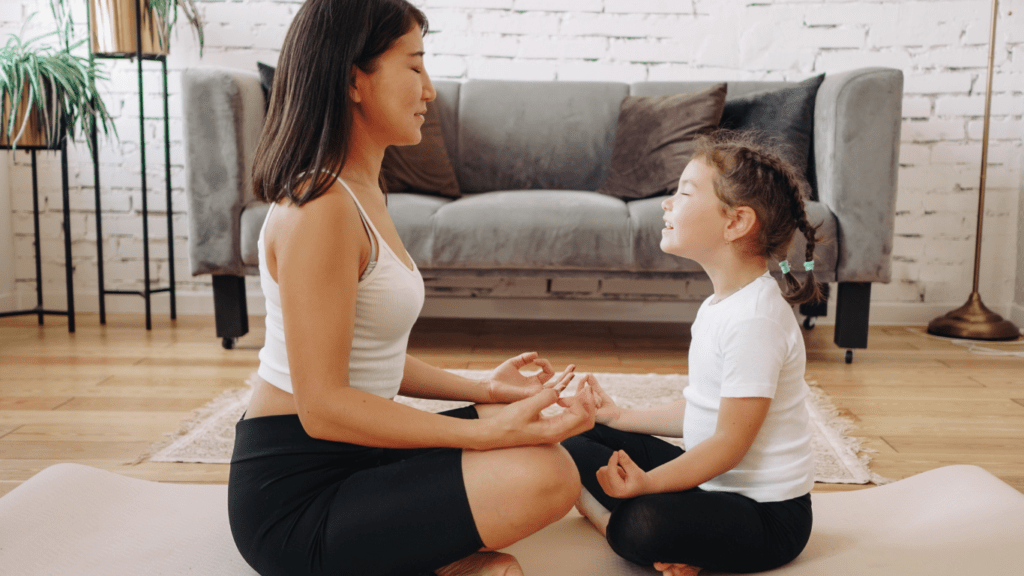 Mom and Daughter on meditation