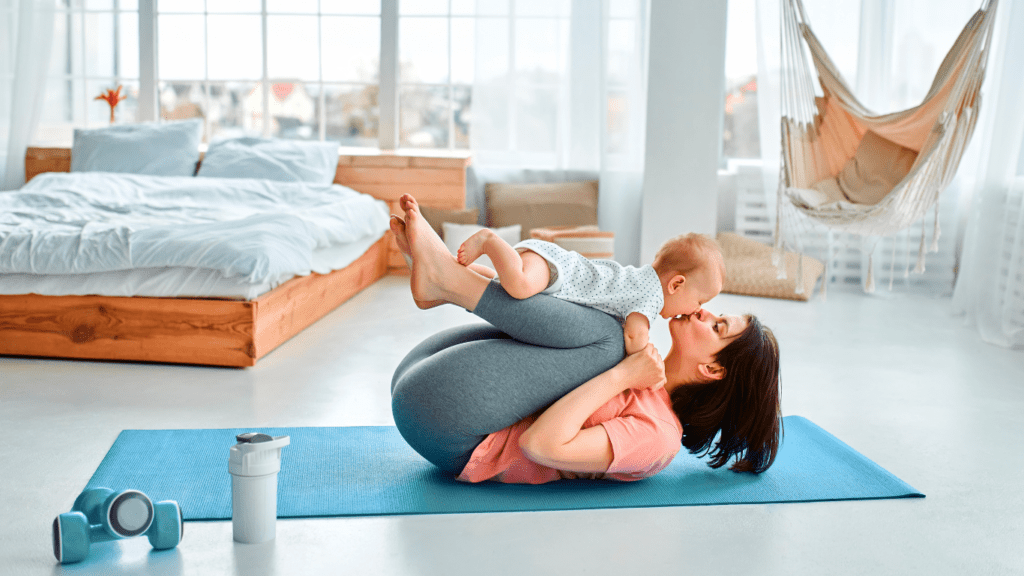 Mom and baby doing exercise