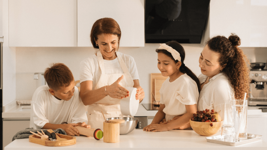 Meal prep with mom and kids