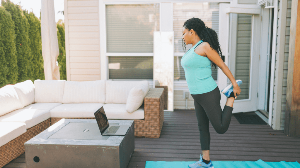 Mom doing exercise  
